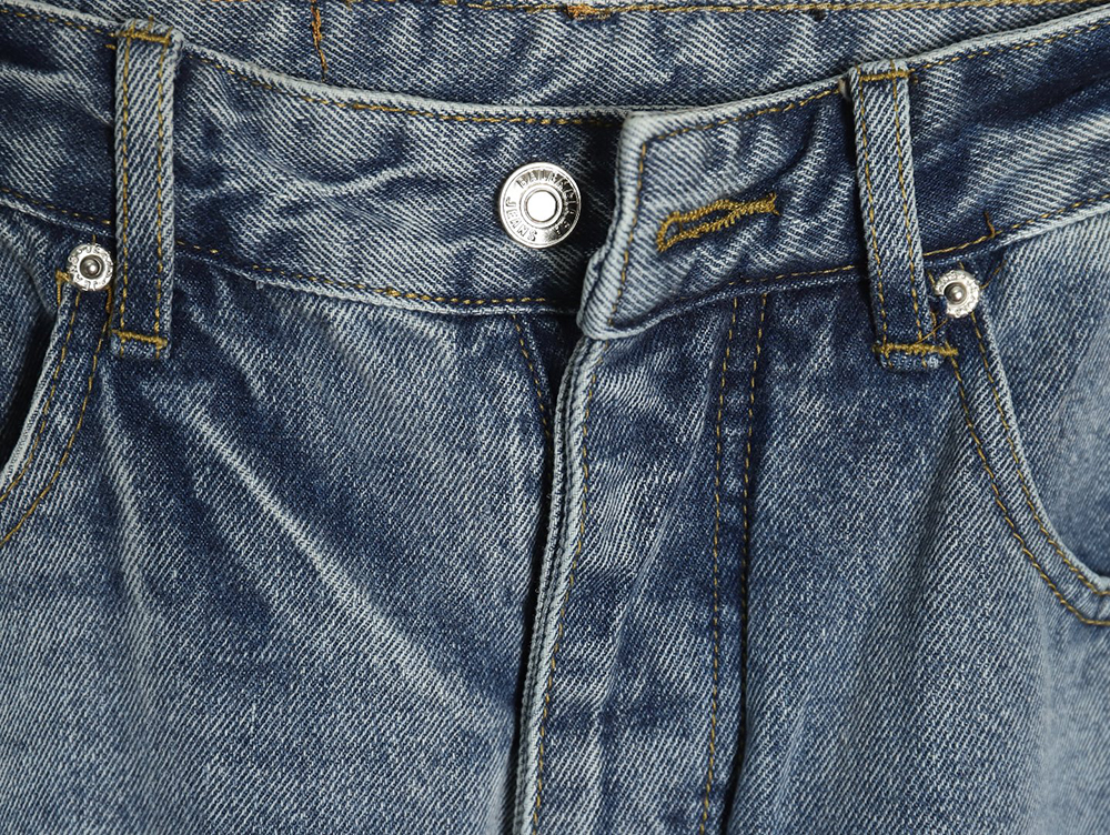 Balenciaga & Adidas joint three-bar washed jeans
