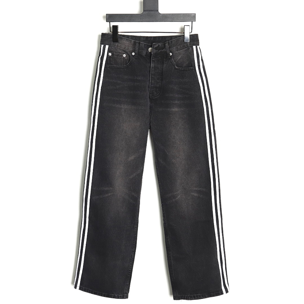 Balenciaga & Adidas joint three-bar washed jeans TSK1