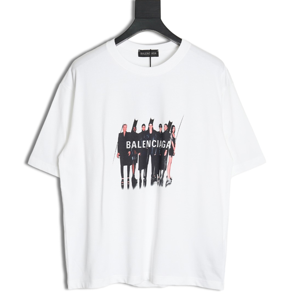 Balenciaga Portrait Band Print Round Neck Short Sleeve