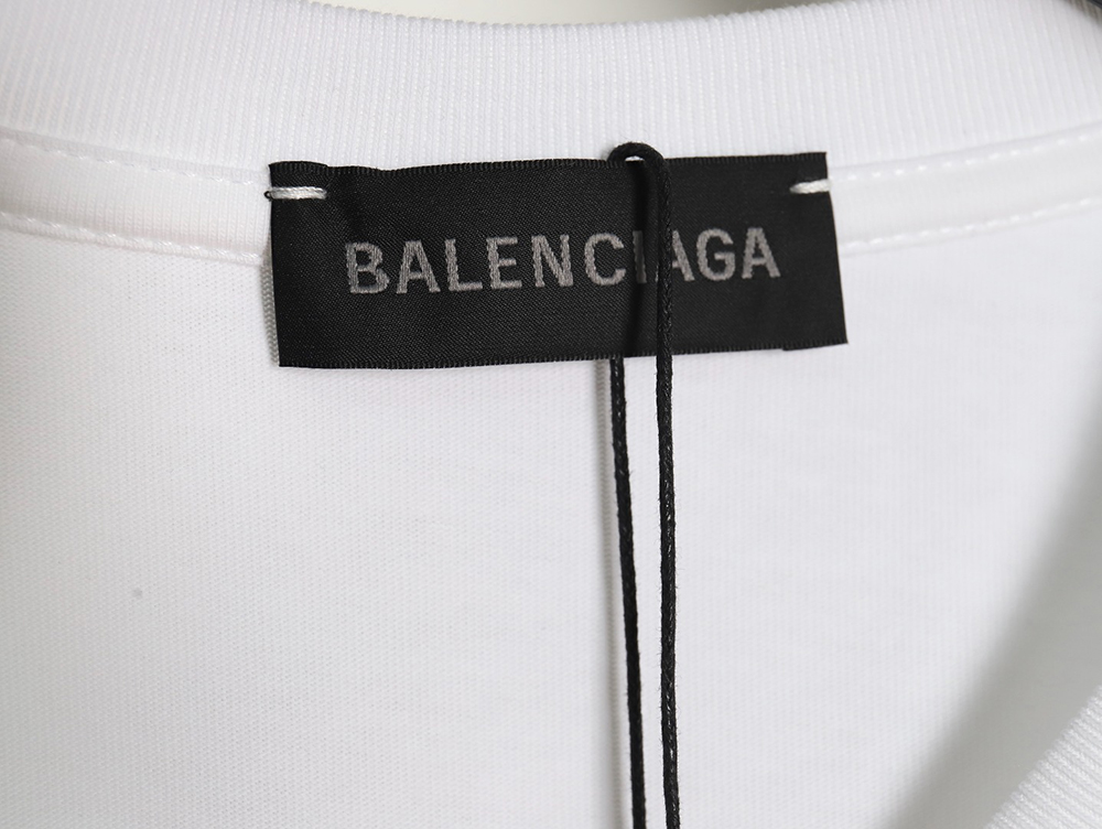 Balenciaga Portrait Band Print Round Neck Short Sleeve