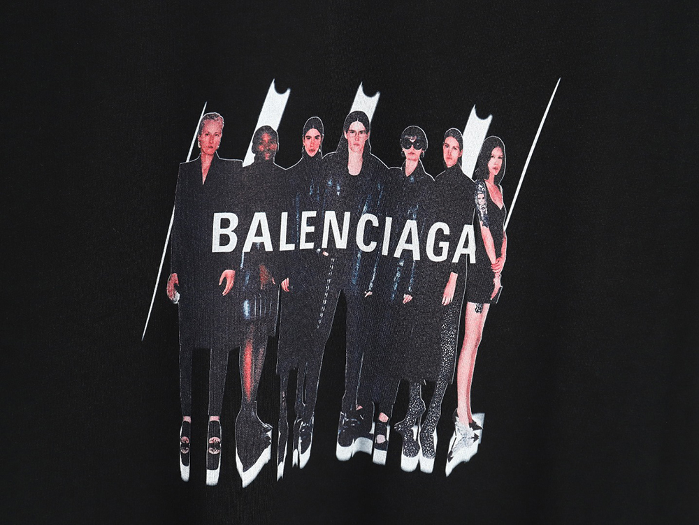 Balenciaga Portrait Band Print Round Neck Short Sleeve TSK1