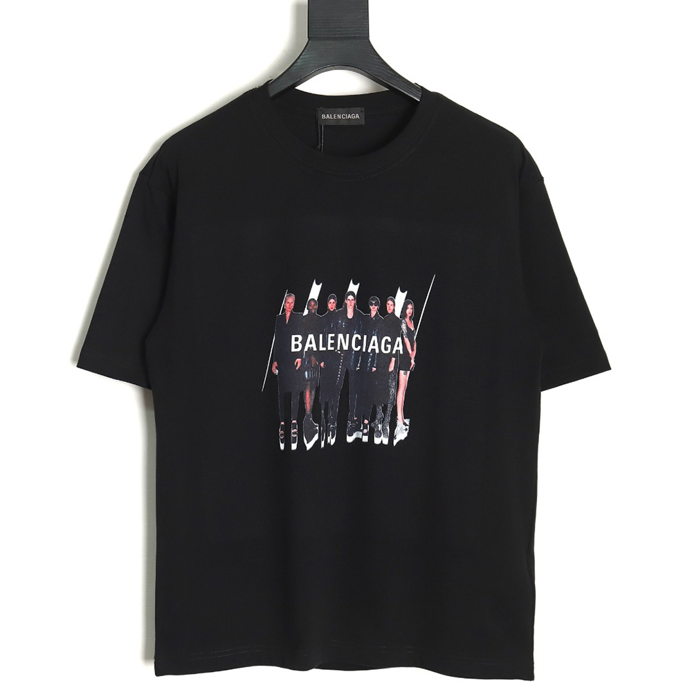 Balenciaga Portrait Band Print Round Neck Short Sleeve TSK1