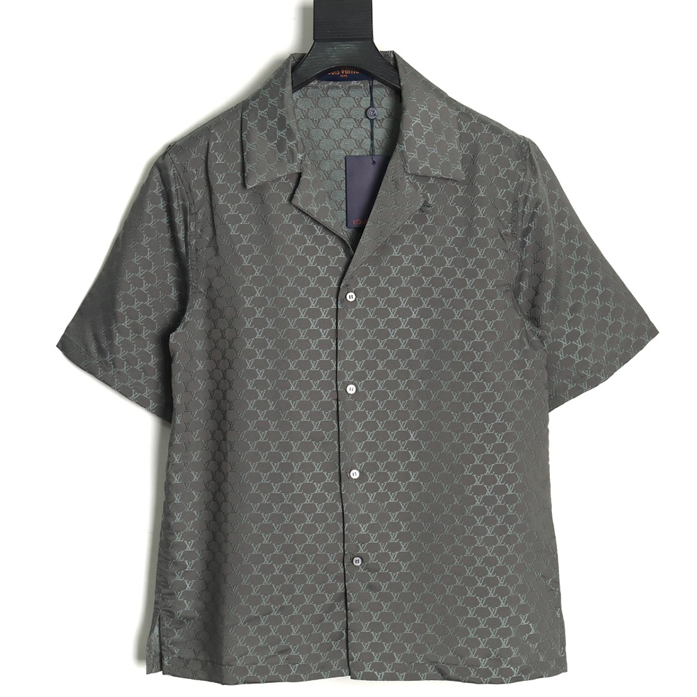 Louis Vuitton jacquard logo silk short-sleeved shirt