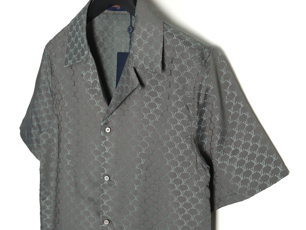 Louis Vuitton jacquard logo silk short-sleeved shirt