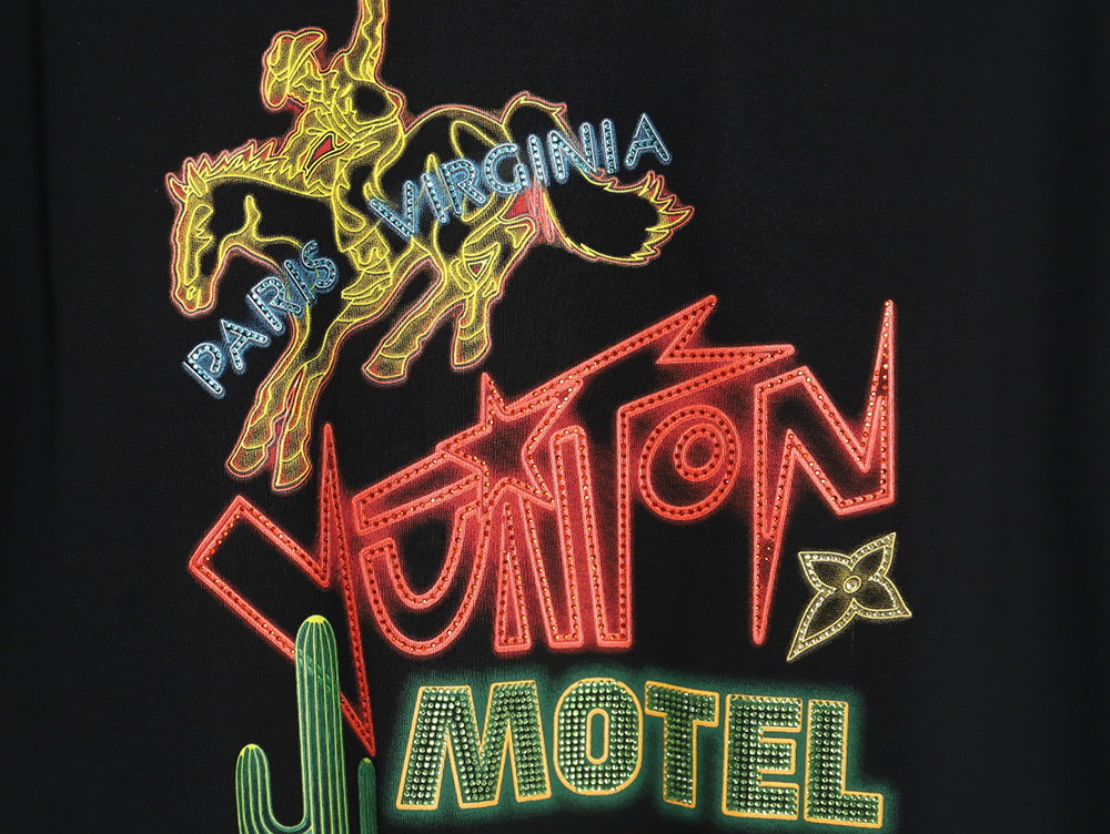 Louis Vuitton Western cowboy rhinestone graffiti print short sleeves