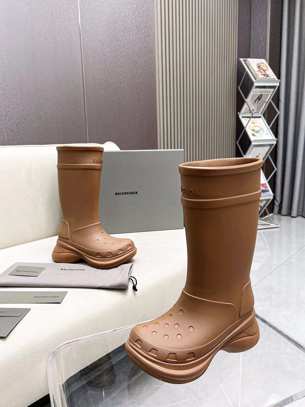 Balenciaga X Crocs Boots Brown Rubber