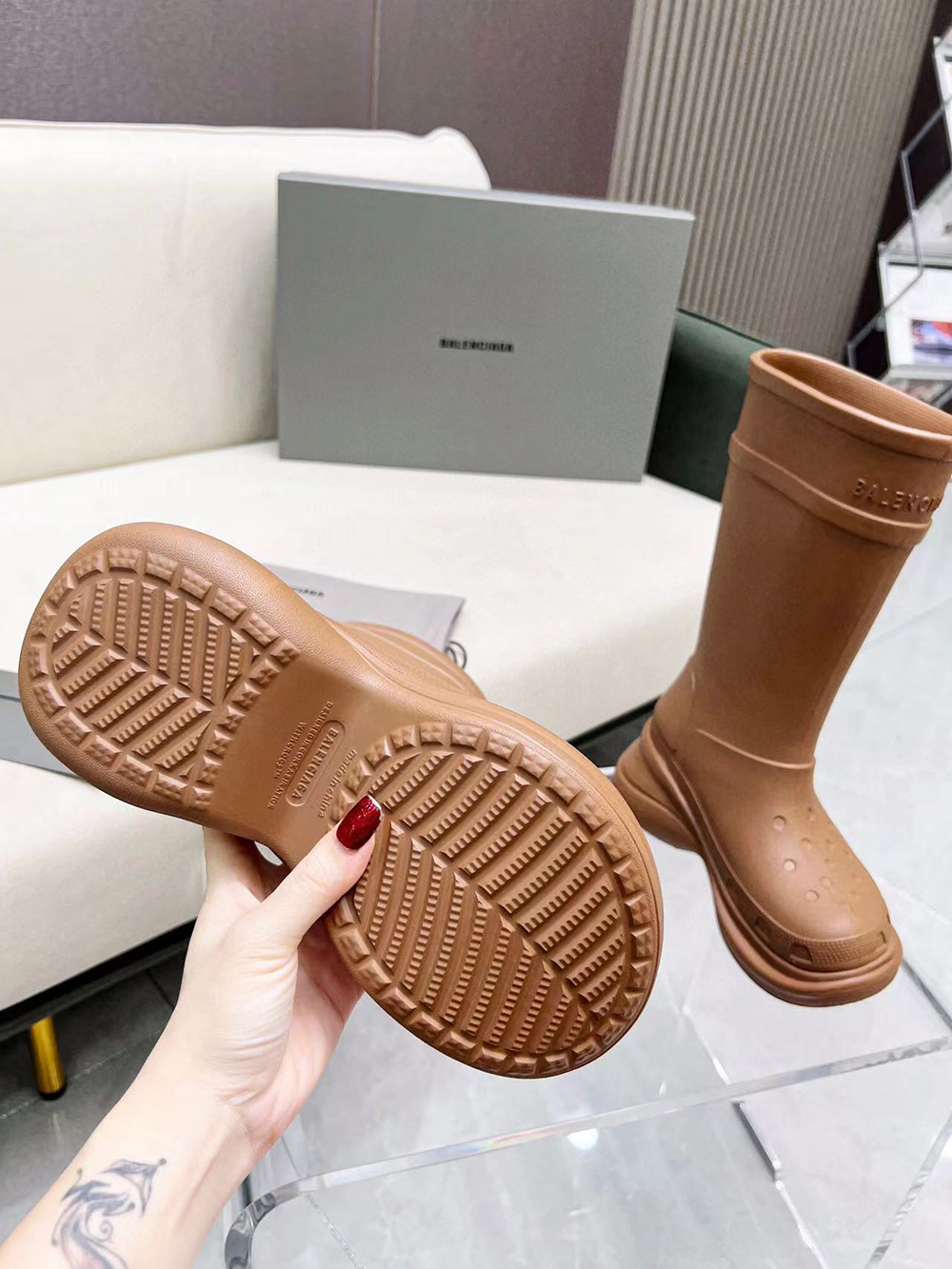 Balenciaga X Crocs Boots Brown Rubber