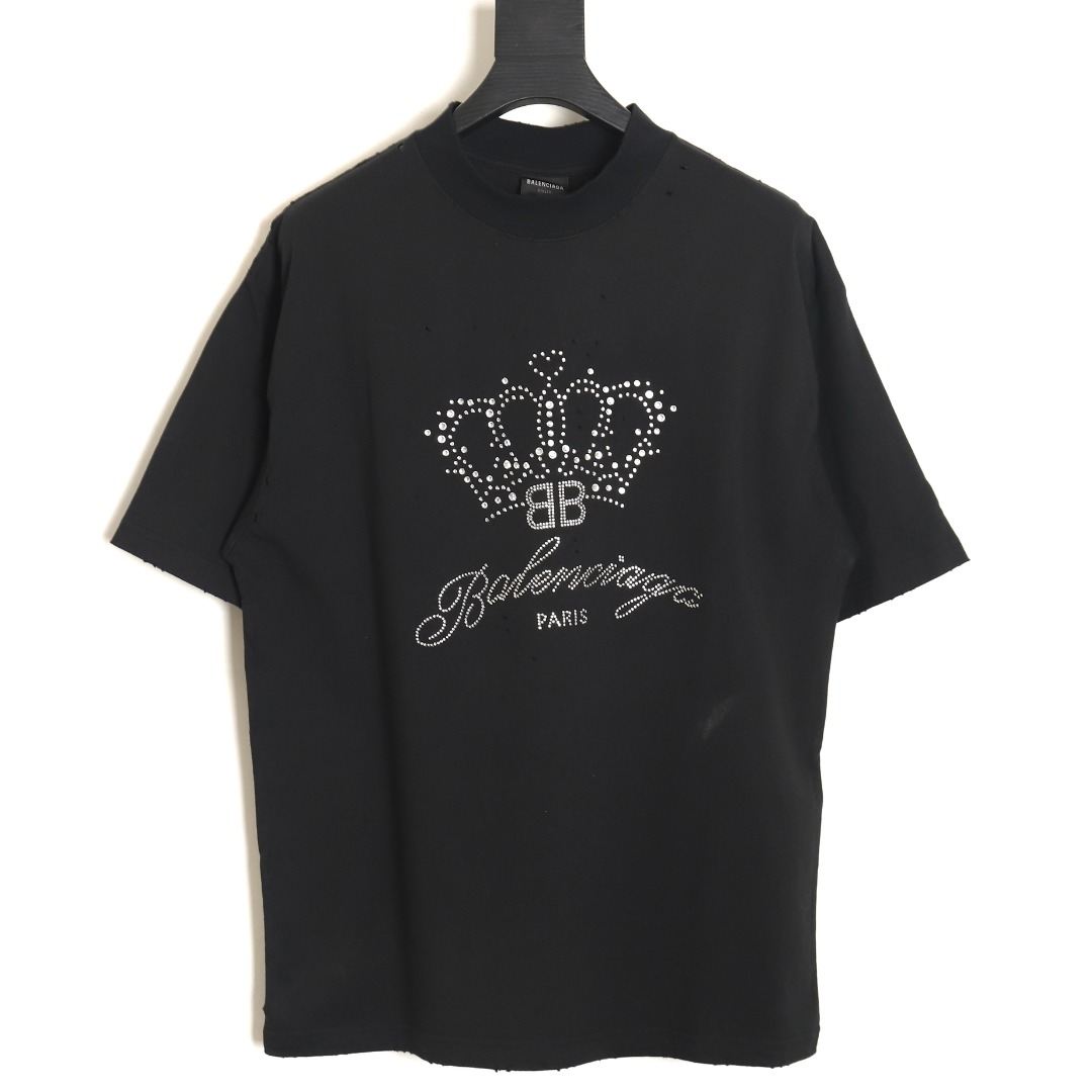 Balenciaga Crown rhinestone short-sleeved T-shirt