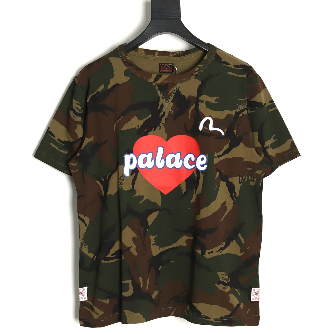 Evisu & palace camouflage heart letter short-sleeved T-shirt