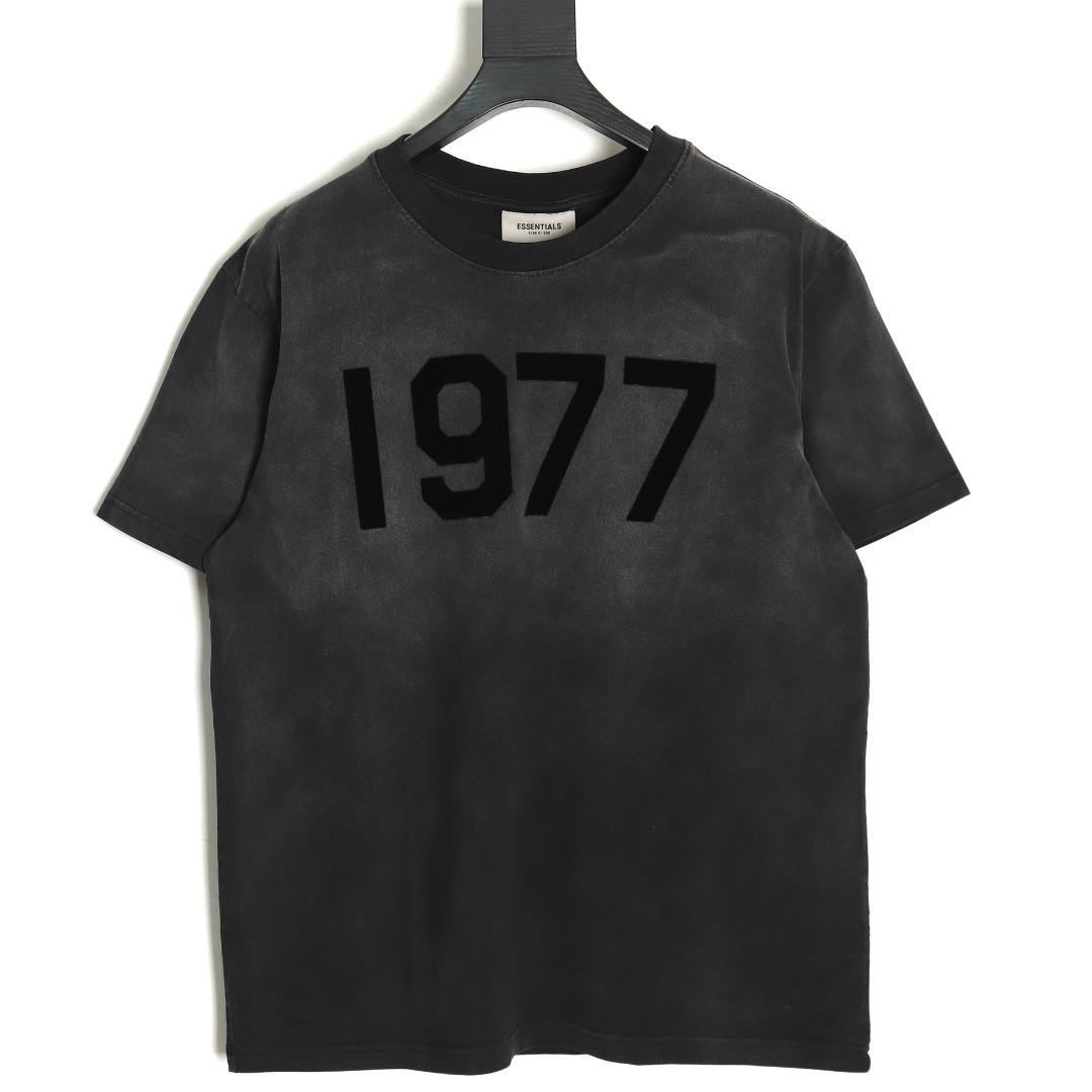 Fear Of God Washed 1977 Flocked Letter Printed Round Neck T-Shirt