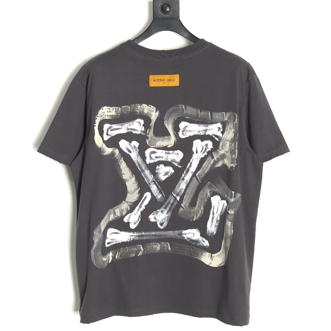 Louis Vuitton washed damaged hand-painted round neck T-shirt