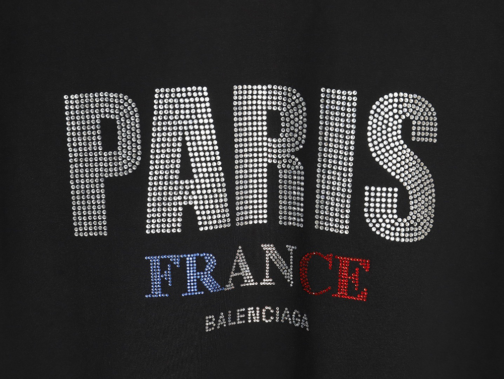 Balenciaga Lettering Rhinestone Short Sleeve T-Shirt