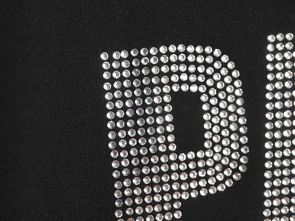 Balenciaga Lettering Rhinestone Short Sleeve T-Shirt