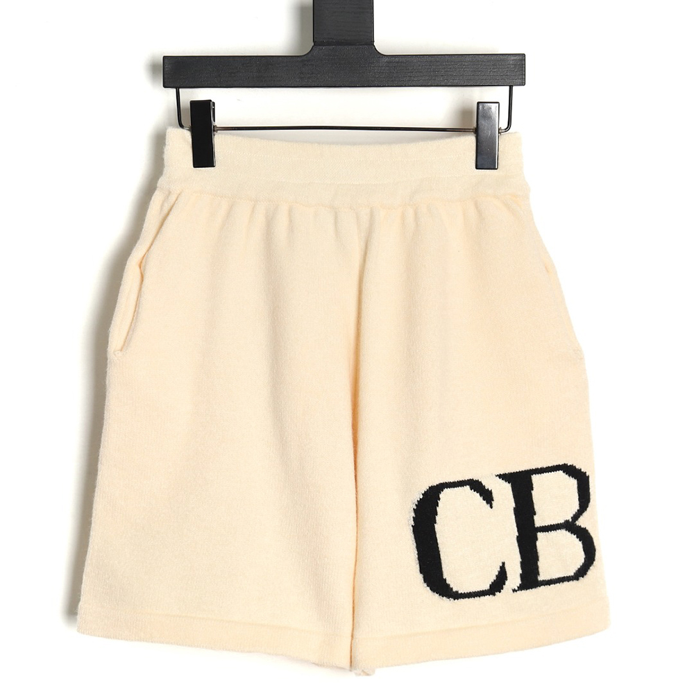 Cole buxton slogan jacquard drawstring wool shorts