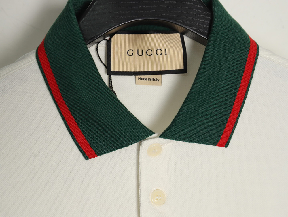 Gucci Green Double G Embroidered Short Sleeve Polo Shirt