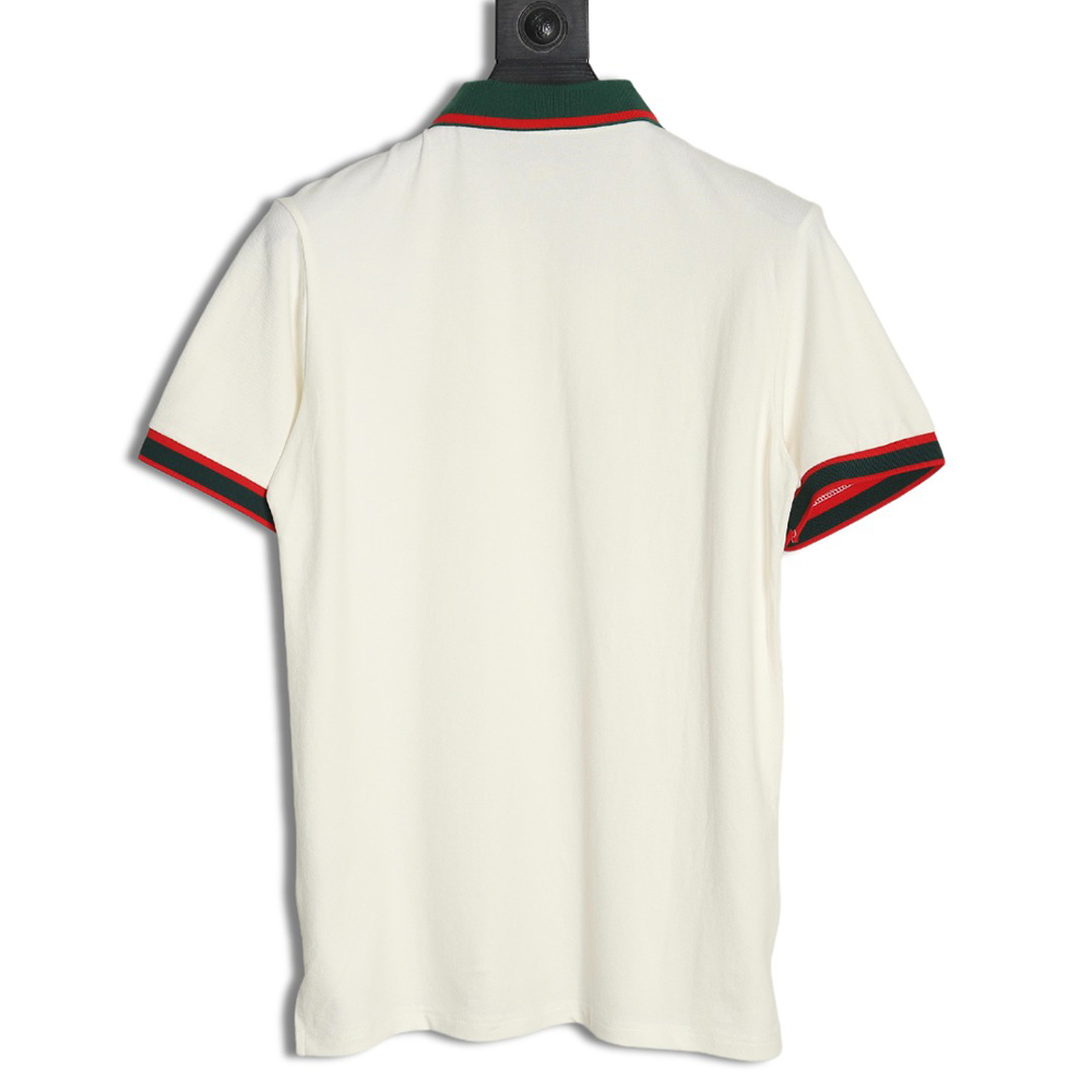 Gucci Green Double G Embroidered Short Sleeve Polo Shirt