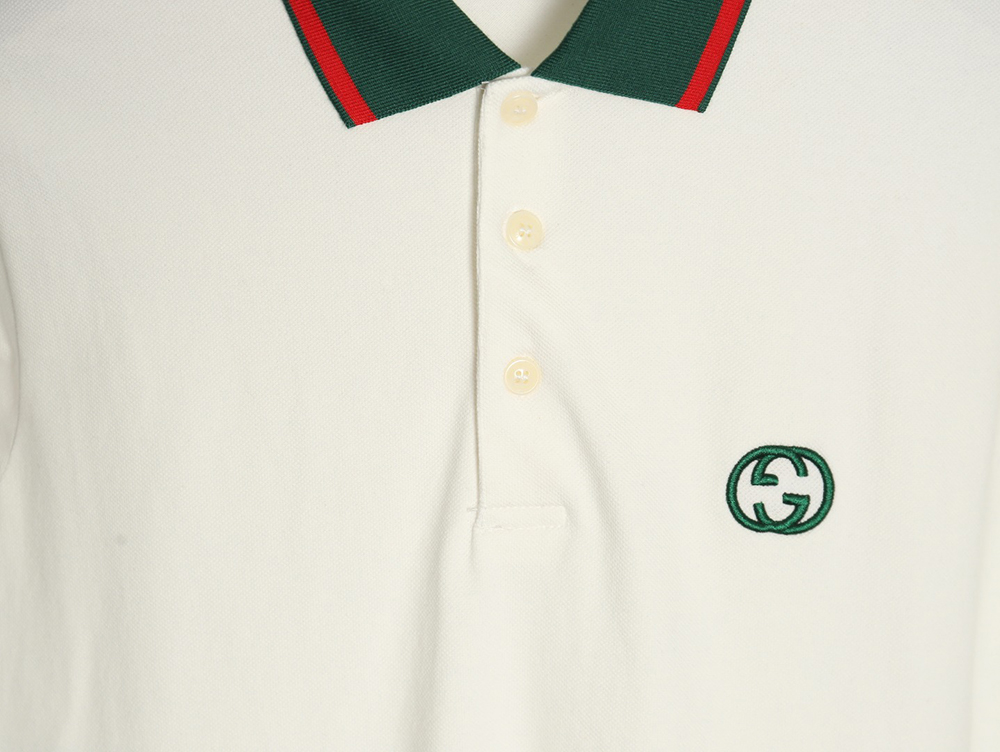 Gucci Green Double G Embroidered Short Sleeve Polo Shirt