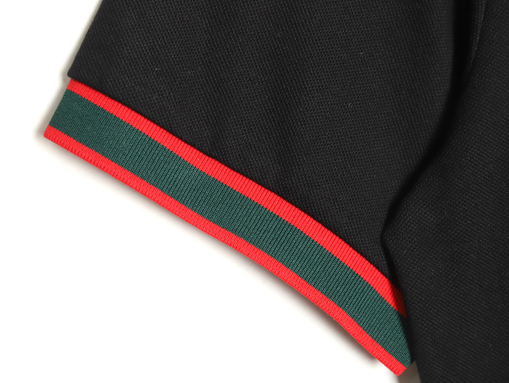 Gucci Green Double G Embroidered Short Sleeve Polo Shirt TSK1