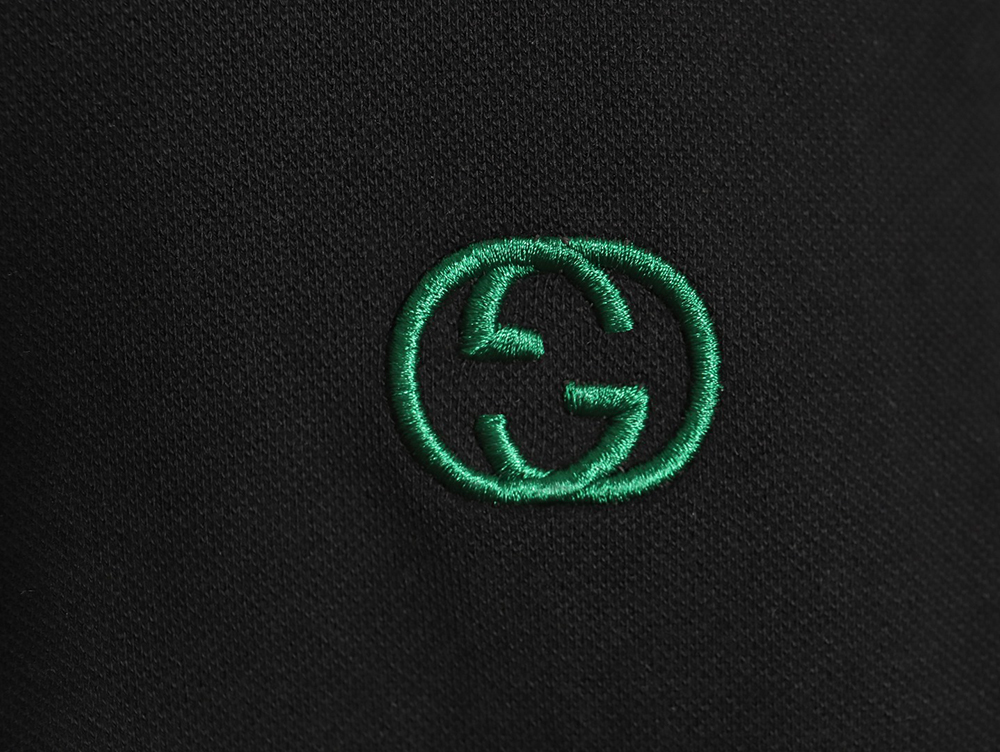 Gucci Green Double G Embroidered Short Sleeve Polo Shirt TSK1