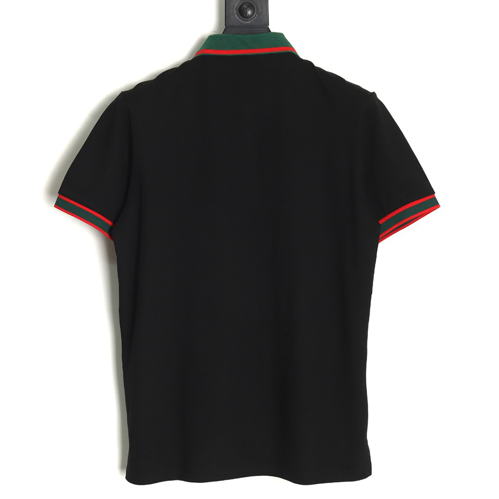 Gucci Green Double G Embroidered Short Sleeve Polo Shirt TSK1