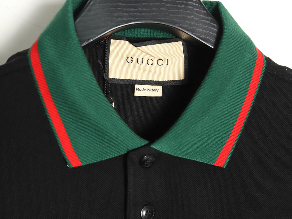 Gucci Green Double G Embroidered Short Sleeve Polo Shirt TSK1