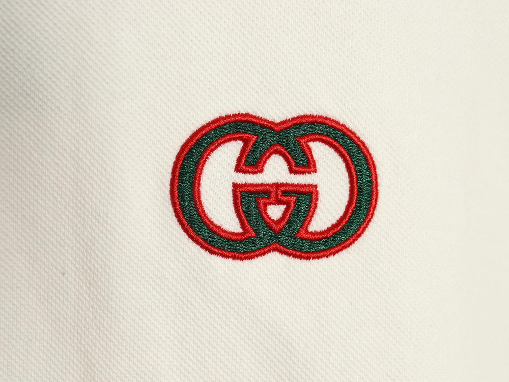 Gucci short-sleeved polo shirt with red cuffs and double G embroidery