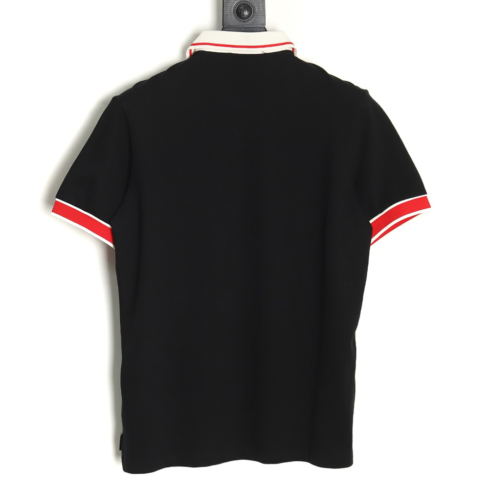 Gucci short-sleeved polo shirt with red cuffs and double G embroidery TSK1