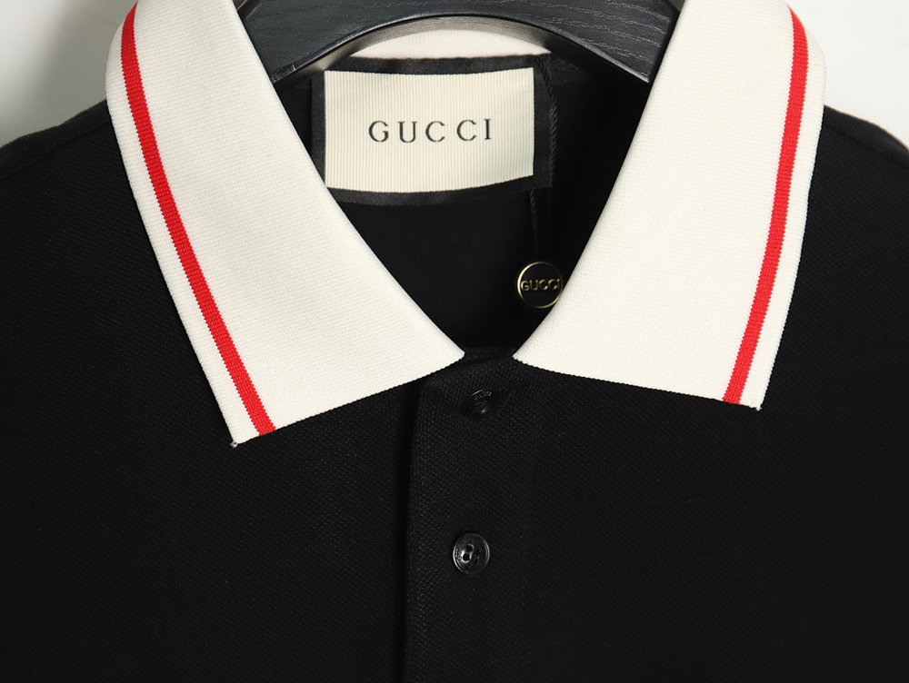 Gucci short-sleeved polo shirt with red cuffs and double G embroidery TSK1