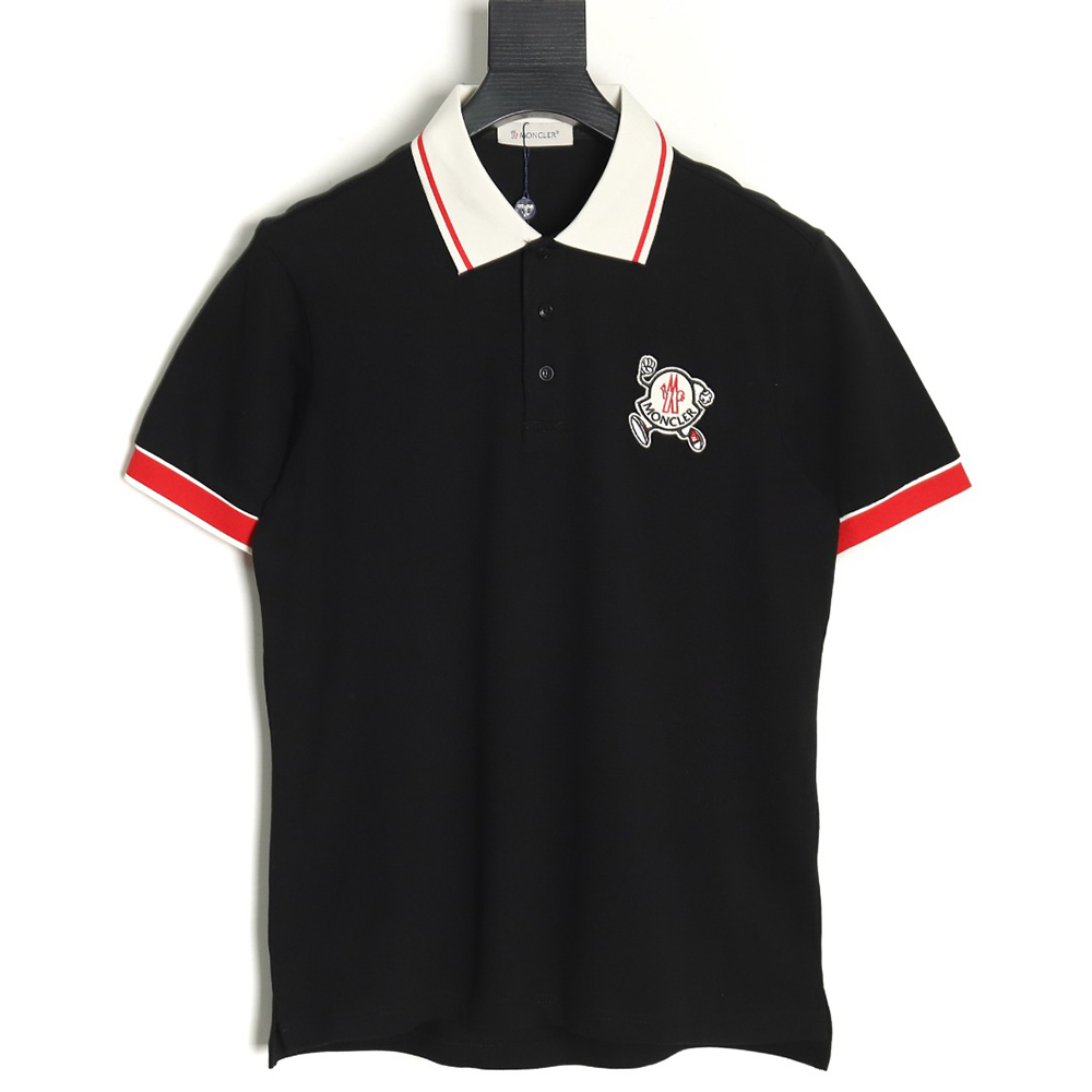 Moncler running man embroidered badge short sleeve polo shirt TSK1