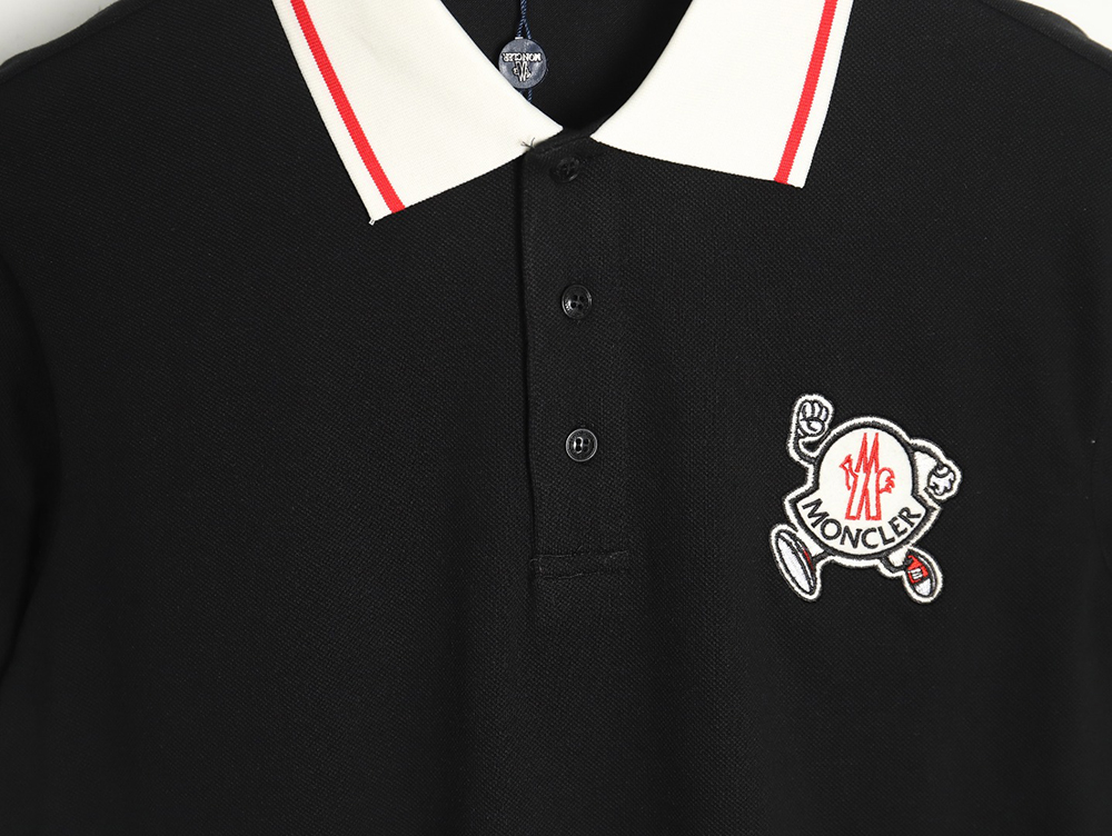 Moncler running man embroidered badge short sleeve polo shirt TSK1