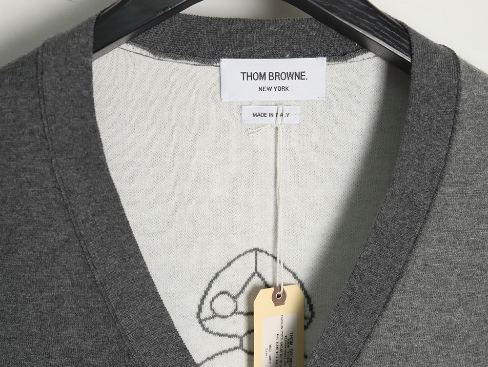 Thom Browne Golden Turtle Knitted Cardigan Sweater