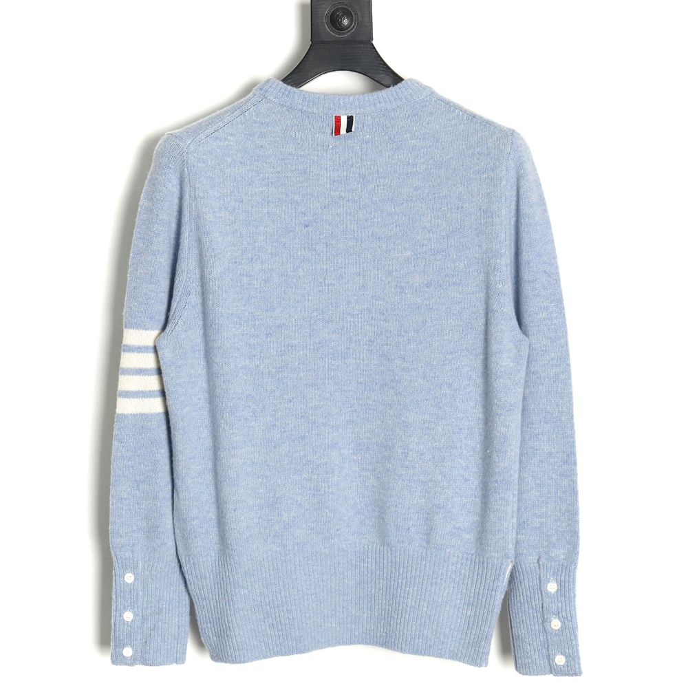 Thom Browne Three Button Australian Wool Crewneck Sweater