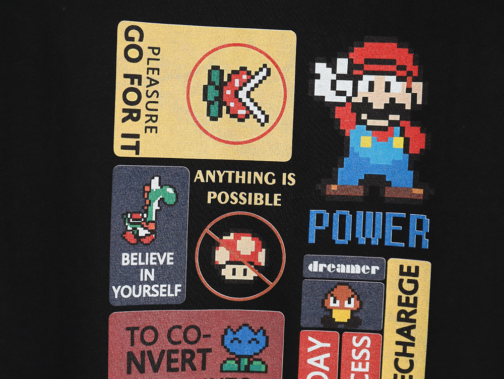 The North Face co-branded short-sleeved shirt with Mario print TSK2