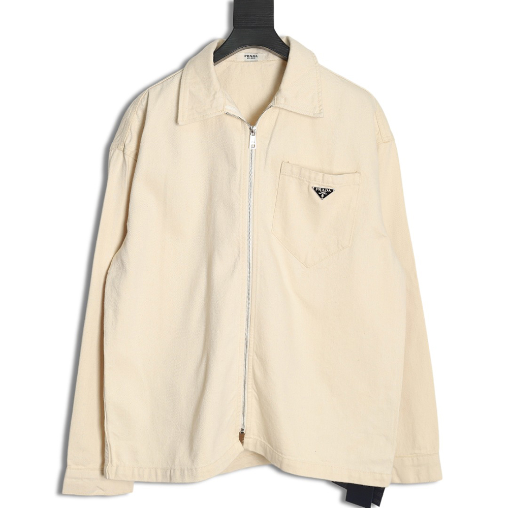 Prada triangle logo pocket zip-up jacket