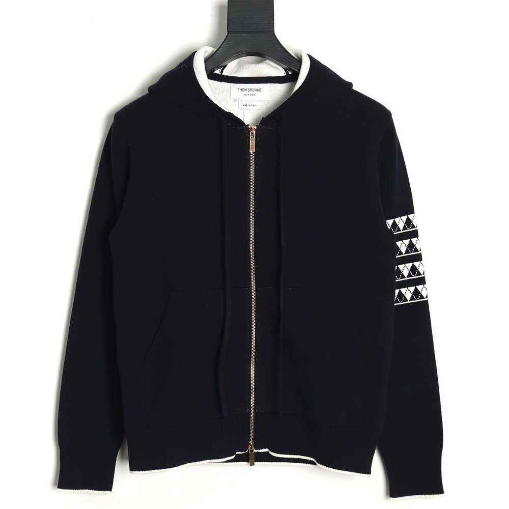 Thom Browne Diamond Dachshund Hooded Knitted Jacket TSK1