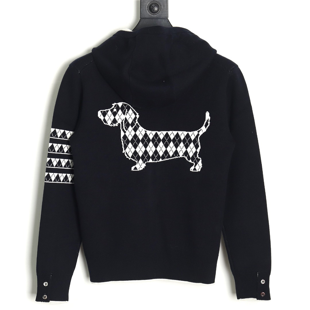 Thom Browne Diamond Dachshund Hooded Knitted Jacket TSK1