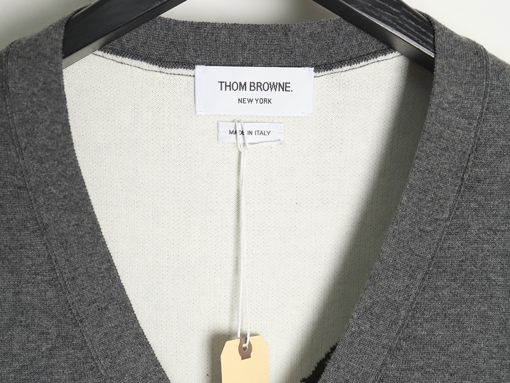 Thom Browne Plaid Dachshund Cardigan Sweater