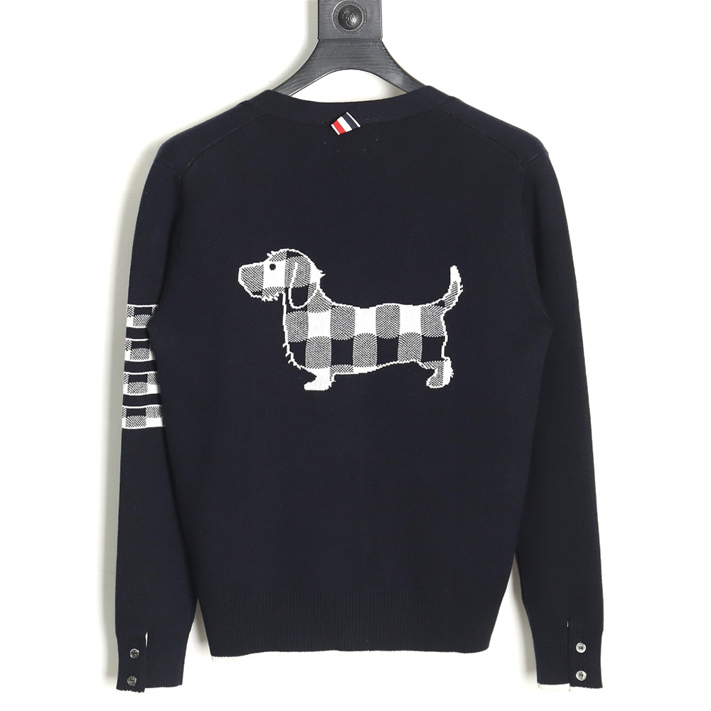 Thom Browne Plaid Dachshund Cardigan Sweater TSK1