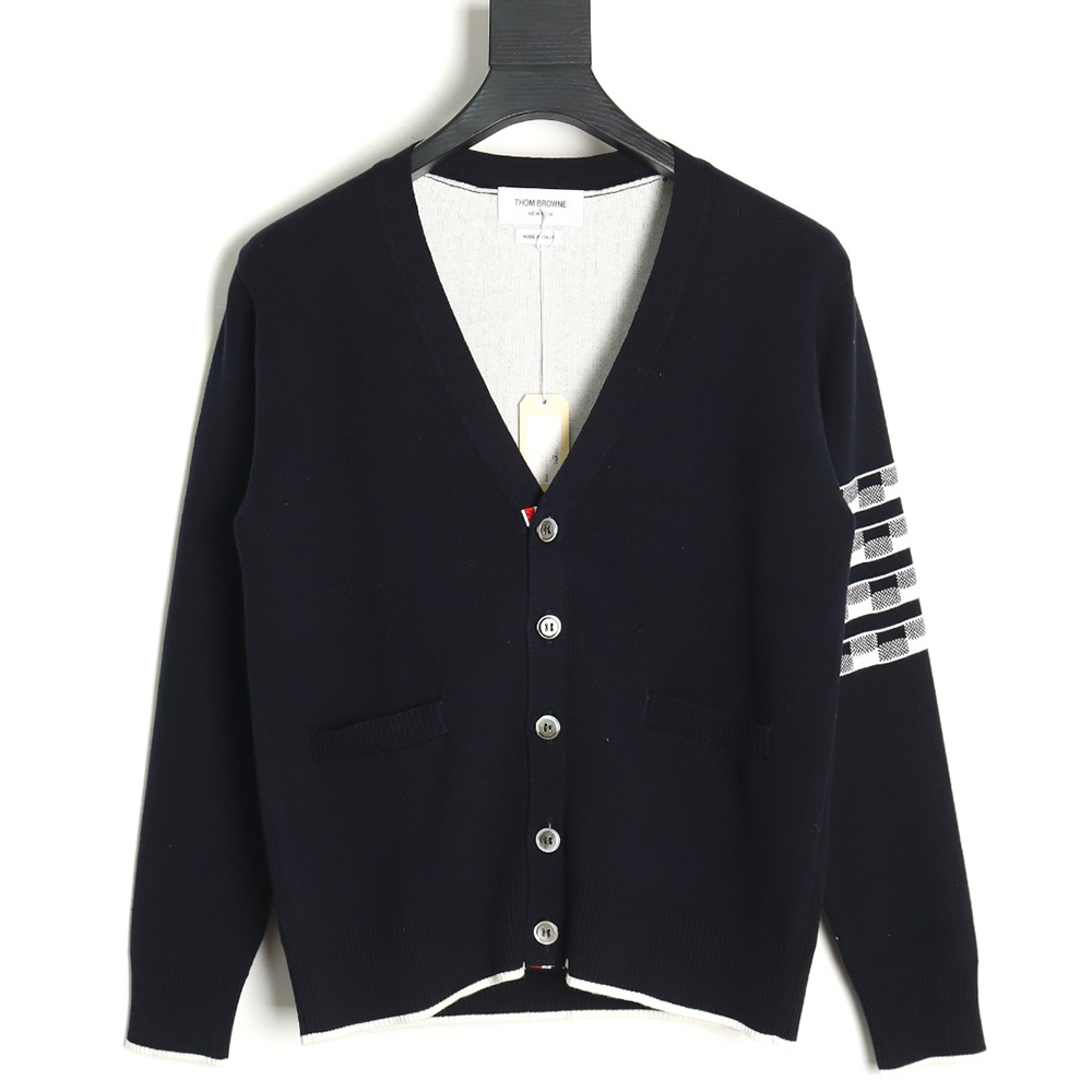 Thom Browne Plaid Dachshund Cardigan Sweater TSK1