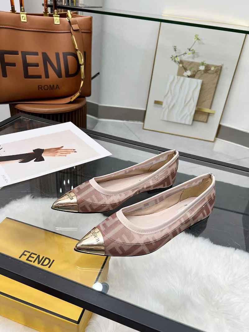 Fendi Mesh FF Skimmer Flats Pink