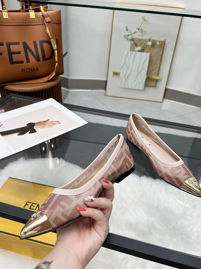 Fendi Mesh FF Skimmer Flats Pink