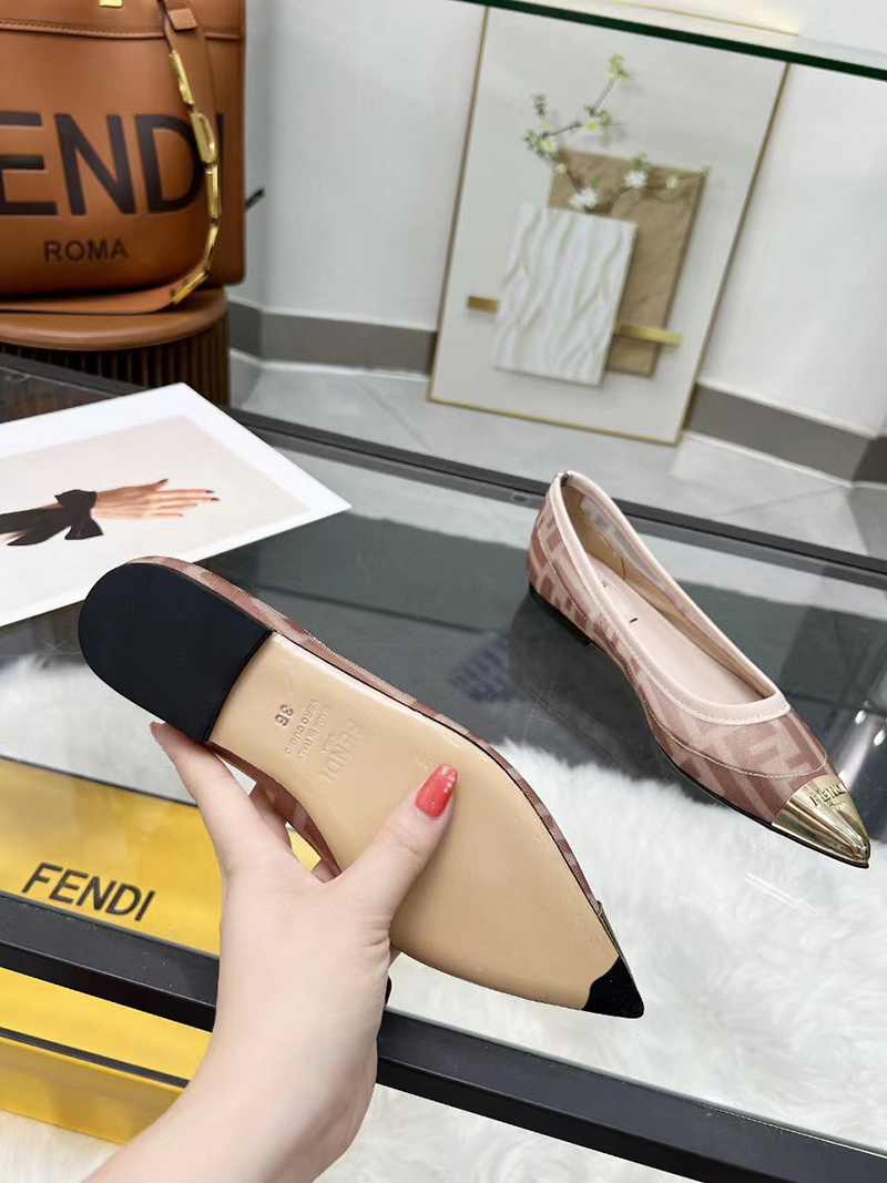 Fendi Mesh FF Skimmer Flats Pink