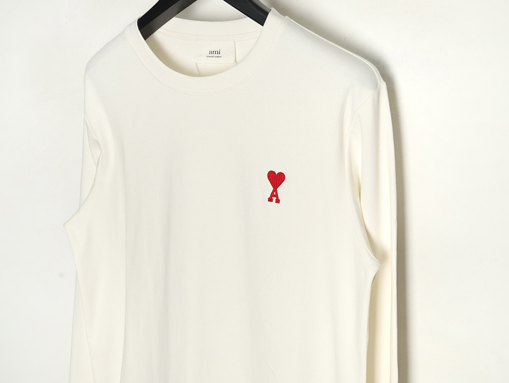 Ami small heart logo embroidered long sleeve T-shirt