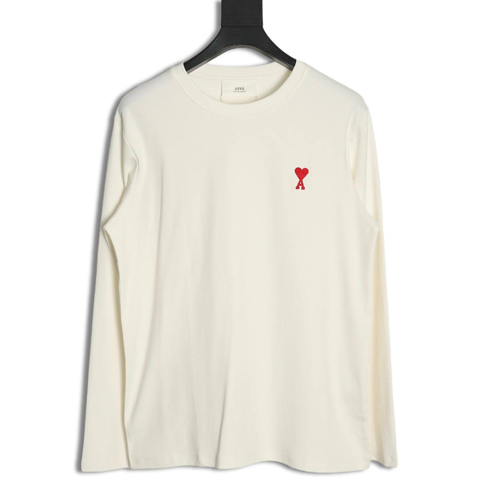 Ami small heart logo embroidered long sleeve T-shirt