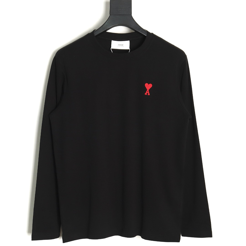 Ami small heart logo embroidered long sleeve T-shirt TSK1