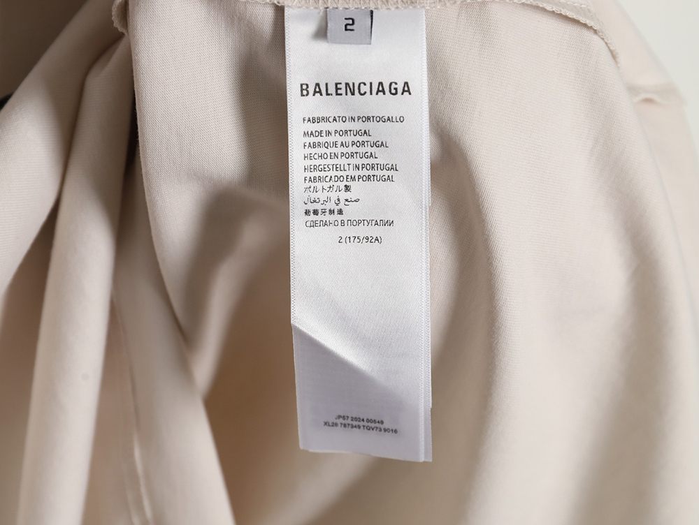 Balenciaga Gathered Print Back Tape Printed Short Sleeve