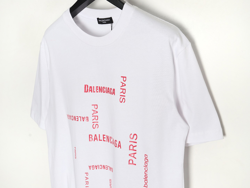 Balenciaga pink letter print short sleeves