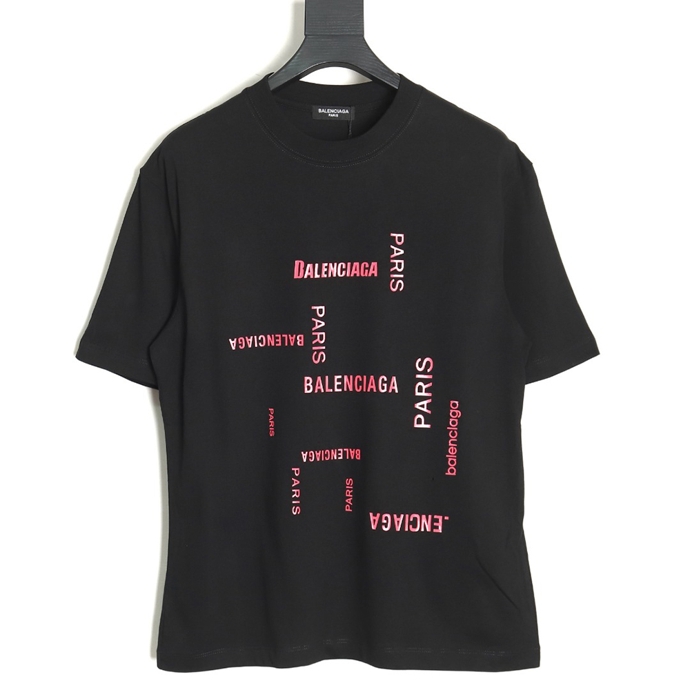 Balenciaga pink letter print short sleeves TSK1