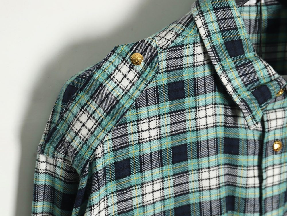 Celine Green Check Long Sleeve Shirt