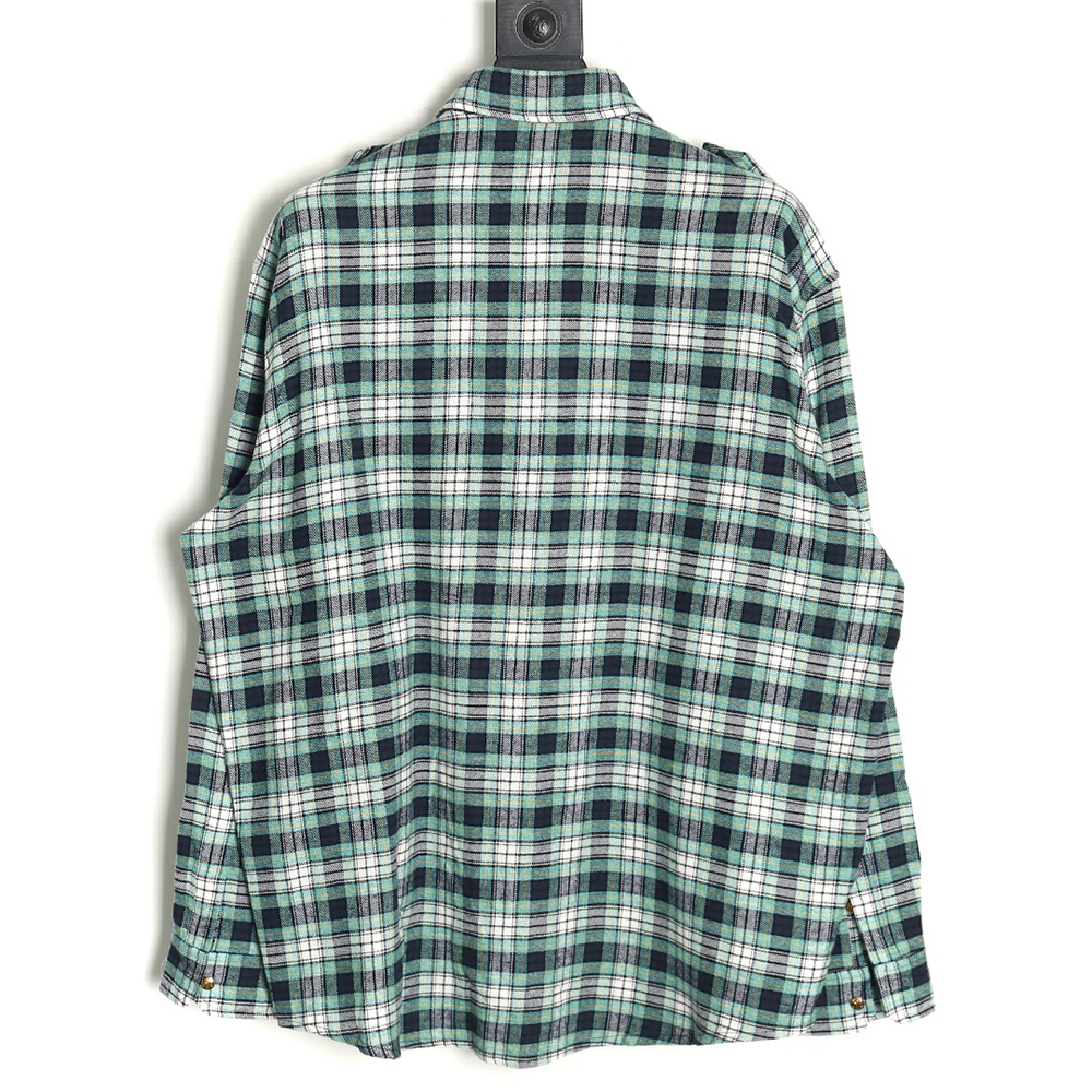 Celine Green Check Long Sleeve Shirt